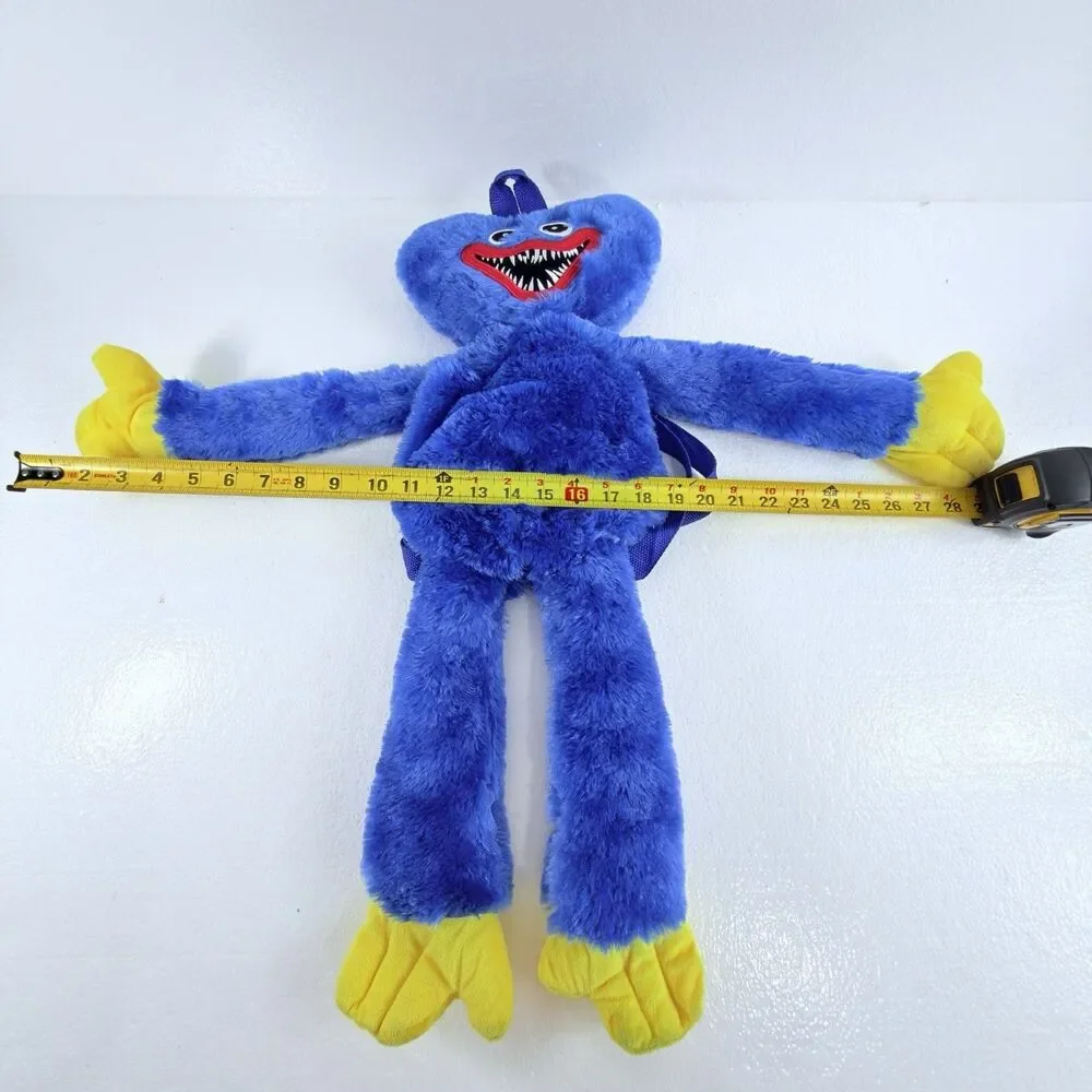 Poppy Playtime Huggy Wuggy Blue Plush Character Backpack Bag Toy Zipper Back